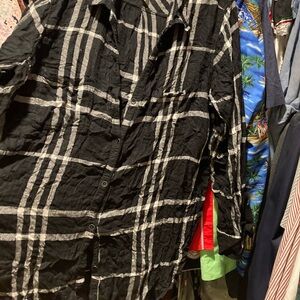 Black and White Plaid Button-Up Shirt